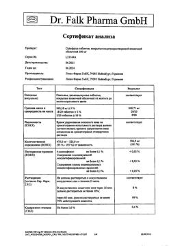 10684-Сертификат Салофальк, таблетки покрыт.кишечнорастворимой плен.об. 500 мг 50 шт-16