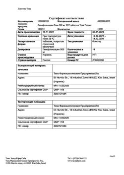 12531-Сертификат Левофлоксацин-Тева, таблетки покрыт.плен.об. 500 мг 14 шт.-11