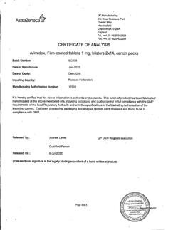 12725-Сертификат Аримидекс, таблетки покрыт.плен.об. 1 мг 28 шт-14