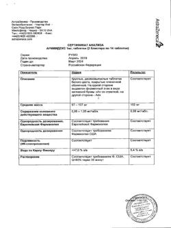 12725-Сертификат Аримидекс, таблетки покрыт.плен.об. 1 мг 28 шт-37