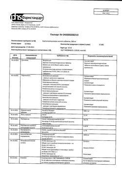12994-Сертификат Ацетилсалициловая кислота, таблетки 500 мг 20 шт-125