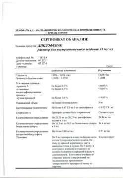 1501-Сертификат Диклофенак, раствор для в/м введ. 25 мг/мл 3 мл 5 шт-82