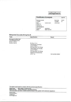 16469-Сертификат Метопролол-Тева, таблетки 50 мг 30 шт-41