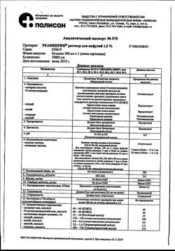 18162-Сертификат Реамберин, раствор для инфузий 1,5 % 200 мл фл 1 шт-49