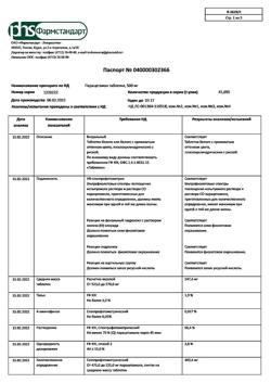 22536-Сертификат Парацетамол, таблетки 500 мг 20 шт-30