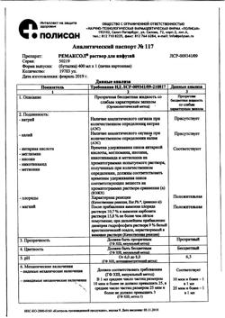 23039-Сертификат Ремаксол, раствор для инфузий 400 мл фл 1 шт-91
