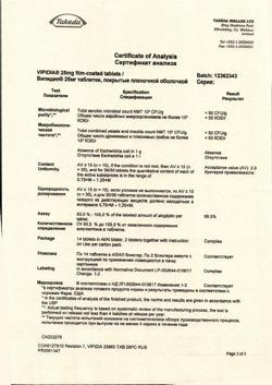 24734-Сертификат Випидия, таблетки покрыт.плен.об. 25 мг 28 шт-24