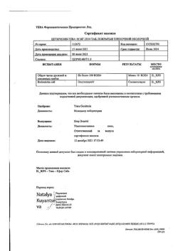 25161-Сертификат Цетиризин-Тева, таблетки покрыт.плен.об. 10 мг 20 шт-2