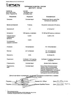 26633-Сертификат Диспорт, лиофилизат д/приг раствора для иньекций 500 ед 1шт-11