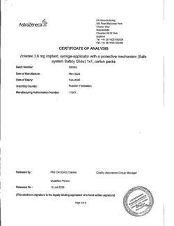 29337-Сертификат Золадекс, имплантат 3,6 мг шприц-аппликаторы 1 шт.-40