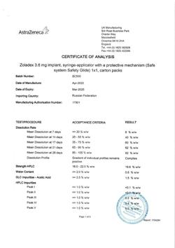 29337-Сертификат Золадекс, имплантат 3,6 мг шприц-аппликаторы 1 шт.-53