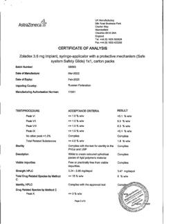 29337-Сертификат Золадекс, имплантат 3,6 мг шприц-аппликаторы 1 шт.-37