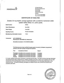 29337-Сертификат Золадекс, имплантат 3,6 мг шприц-аппликаторы 1 шт.-39