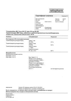 29395-Сертификат Триметазидин МВ-Тева, таблетки с пролонг высвобождением покрыт.плен.об. 35 мг 60 шт-5