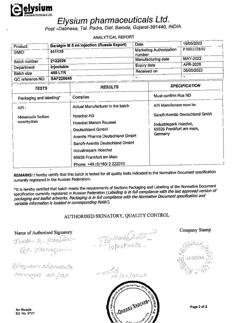 3171-Сертификат Баралгин М, раствор для в/в и в/м введ 500 мг/мл 5 мл 5 шт-87