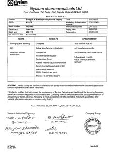 3171-Сертификат Баралгин М, раствор для в/в и в/м введ 500 мг/мл 5 мл 5 шт-92