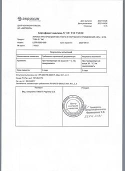 32612-Сертификат Акриол Про, крем для наружного применения 2,5% + 2,5% 5 г 1 шт-12