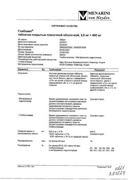 6871-Сертификат Глибомет, таблетки покрыт.плен.об. 2,5 мг+400 мг 40 шт-1
