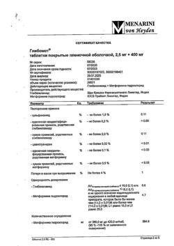 6871-Сертификат Глибомет, таблетки покрыт.плен.об. 2,5 мг+400 мг 40 шт-31