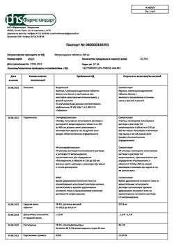 9810-Сертификат Метронидазол, таблетки 250 мг 40 шт-25